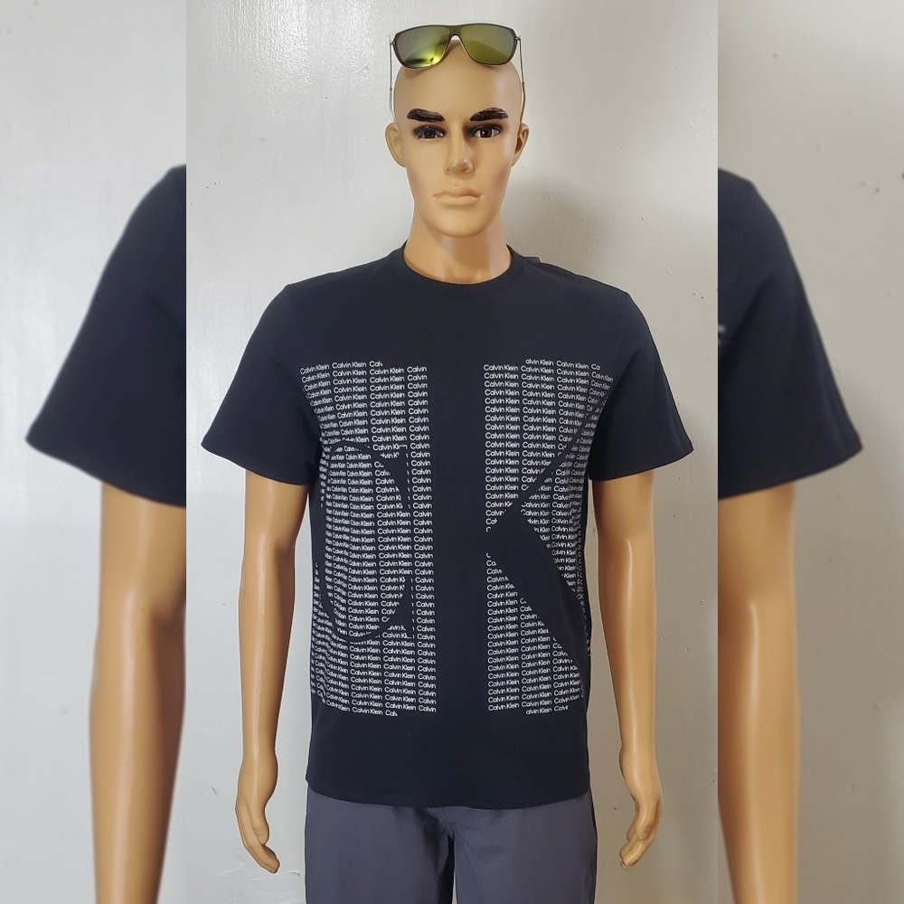 CALVIN KLEIN TSHIRT MEN'S CREW NECK SHORT SLEEVE GRAPHIC BIG LOGO SIZE S BLACK - Picture 9 of 12